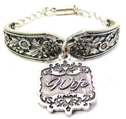 Wife Victorian Scroll Vintage Spoon Chain Bracelet