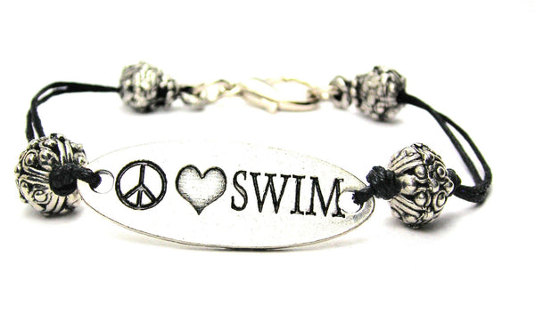 swim team, swimming, diver, swim team gifts, cord bracelet, charm bracelet