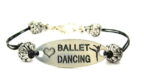 ballerina, ballet dancing, ballet gifts, cord bracelet, charm bracelet