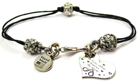 A Police Officer Arrested My Heart Beaded Black Cord Bracelet