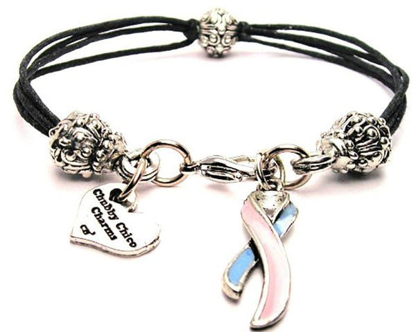 Infant Loss Awareness Ribbon Beaded Black Cord Bracelet