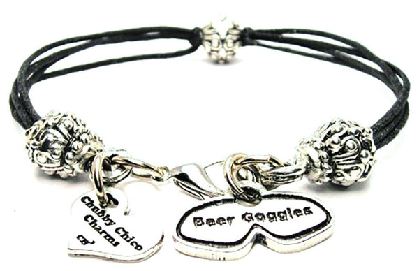 Beer Goggles Beaded Black Cord Bracelet