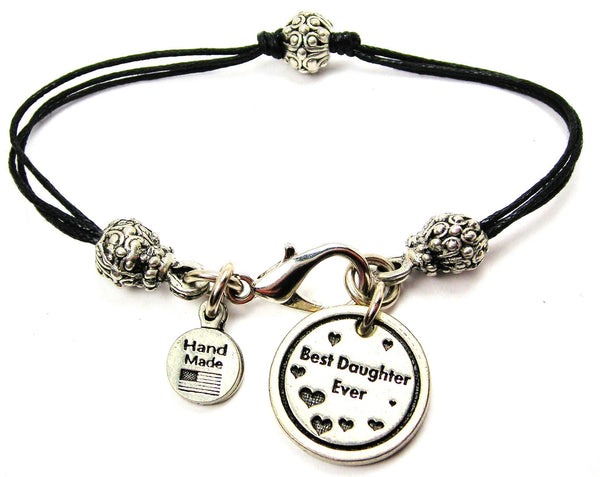 Best Daughter Ever Beaded Black Cord Bracelet