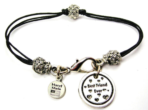 Best Friend Ever Beaded Black Cord Bracelet