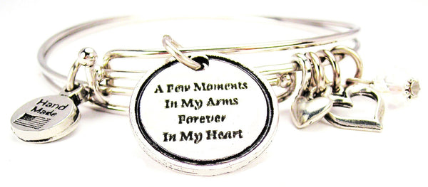 A Few Moments In My Arms Forever In My Heart Expandable Bangle Bracelet Set