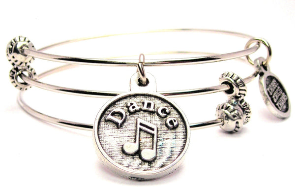 Dance Circle With Music Note Triple Style Expandable Bangle Bracelet