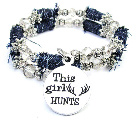 #1 Mommy Blue Jean Distressed Denim Bead Wrap Bracelet - Bracelets - Chubby Chico Charms