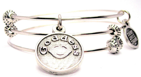 Goddess With Lips Triple Style Expandable Bangle Bracelet