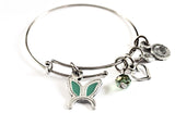 Hand Painted Bunny Rabbit Ears Charm Expandable Bangle Bracelet