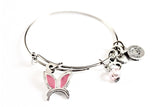 Hand Painted Bunny Rabbit Ears Charm Expandable Bangle Bracelet