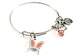 Hand Painted Bunny Rabbit Ears Charm Expandable Bangle Bracelet