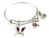 Hand Painted Bunny Rabbit Ears Charm Expandable Bangle Bracelet