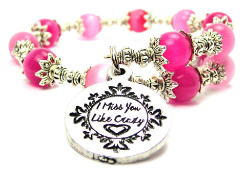 I Miss You Like Crazy Cat's Eye Beaded Wrap Bracelet