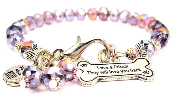 Bone Shaped Love A Pitbull They Will Love You Back Splash Of Color Crystal Bracelet