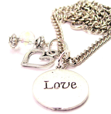 Love Circle Necklace with Small Heart