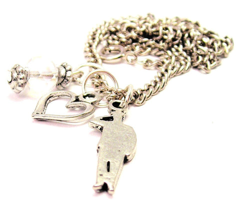 Large I Salute You 1" Tall Necklace with Small Heart