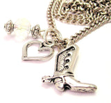 Cowboy Boot Style 2 Necklace with Small Heart