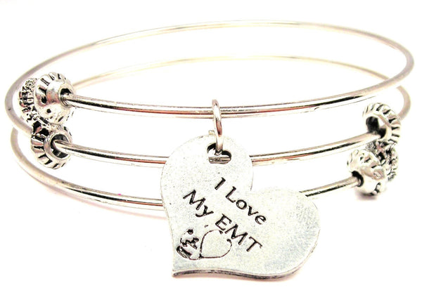 I Love My EMT Triple Style Expandable Bangle Bracelet