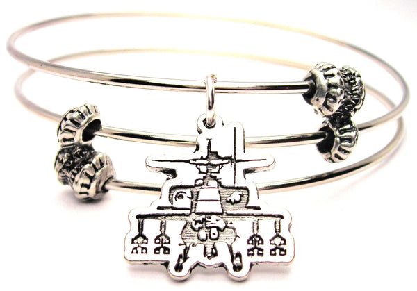 Apache Helicopter Triple Style Expandable Bangle Bracelet