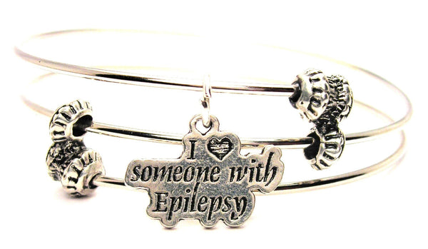 I Heart Someone With Epilepsy Triple Style Expandable Bangle Bracelet