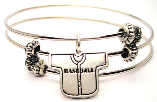 Baseball Jersey Triple Style Expandable Bangle Bracelet