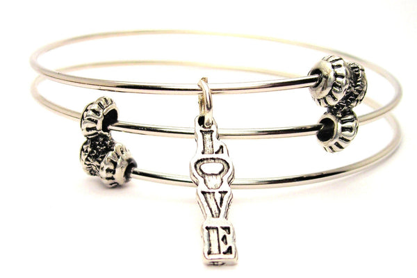 Love Kettlebell Triple Style Expandable Bangle Bracelet