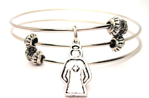 Nurse Silhouette Triple Style Expandable Bangle Bracelet