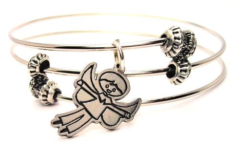 Little Boy Angel Triple Style Expandable Bangle Bracelet