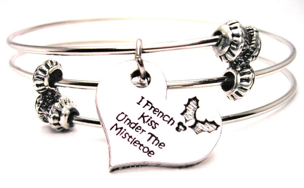 I French Kiss Under The Mistletoe Triple Style Expandable Bangle Bracelet