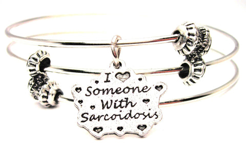 I Love Someone With Sarcoidosis Triple Style Expandable Bangle Bracelet