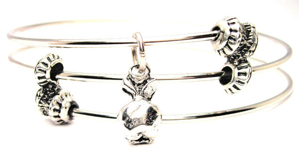 Shiny Apple Triple Style Expandable Bangle Bracelet