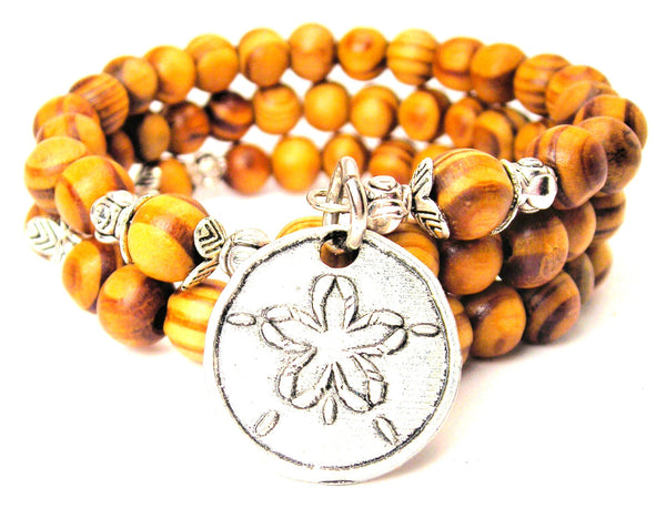 Sand Dollar Natural Wood Wrap Bracelet