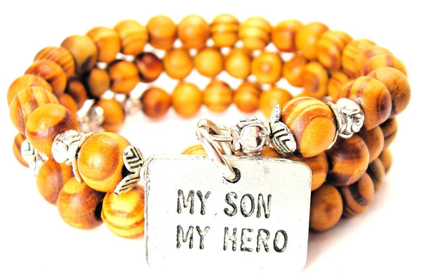 My Son My Hero Natural Wood Wrap Bracelet