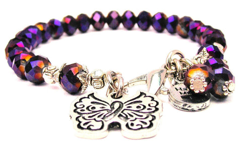 Butterfly With Hidden Awareness Ribbon Splash Of Color Crystal Bracelet