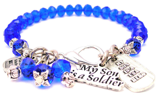 My Son Is A USA Hero Splash Of Color Crystal Bracelet