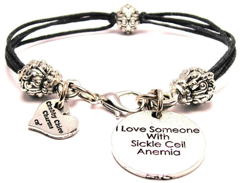 I Love Someone With Sickle Cell Anemia Beaded Black Cord Bracelet