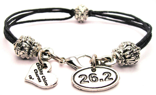 26.2 Marathon Beaded Black Cord Bracelet