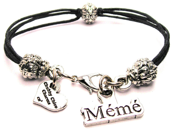 Meme Beaded Black Cord Bracelet