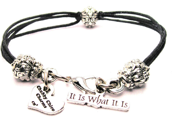 It Is What It Is Beaded Black Cord Bracelet