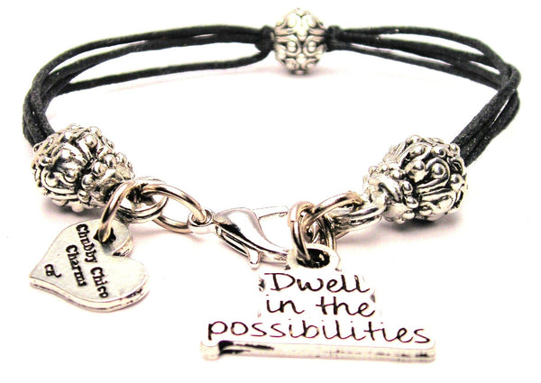 Dwell In The Possibilities  Beaded Black Cord Bracelet