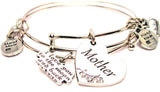 Mother Heart Expandable Bangle Bracelet with The I Love You To The Moon And Back Expandable Bangle Bracelet