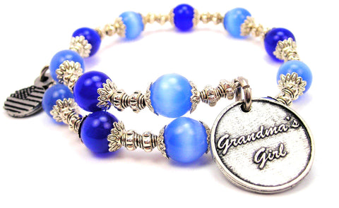 Grandma's Girl Cat's Eye Beaded Wrap Bracelet