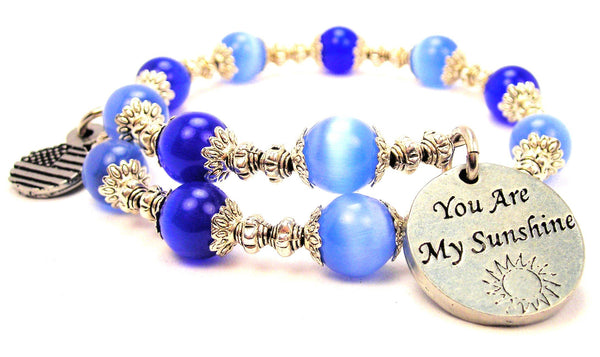 You Are My Sunshine Cat's Eye Beaded Wrap Bracelet