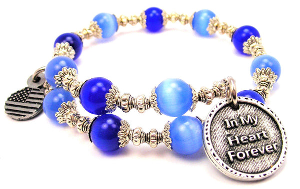 In My Heart Forever Cat's Eye Beaded Wrap Bracelet