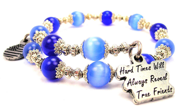 Hard Times Will Always Reveal True Friends Cat's Eye Beaded Wrap Bracelet