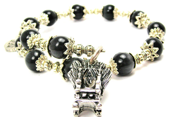 Throne Of Swords Cat's Eye Beaded Wrap Bracelet