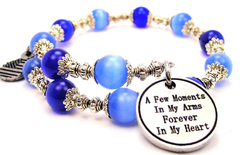 A Few Moments In My Arms Forever In My Heart Cat's Eye Beaded Wrap Bracelet