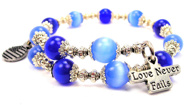 Love Never Fails Cat's Eye Beaded Wrap Bracelet