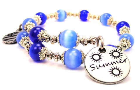 Summer Cat's Eye Beaded Wrap Bracelet