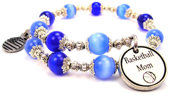 Basketball Mom Cat's Eye Beaded Wrap Bracelet